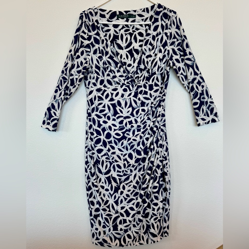 Ralph Lauren Navy and White Patterned Dress
